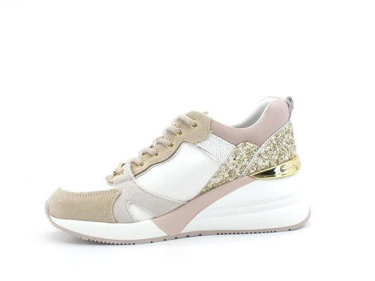LIU JO Alyssa 01 Sneaker Lurex Light Gold White BA2073PX232 - Sandrini Calzature e Abbigliamento
