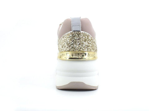 LIU JO Alyssa 01 Sneaker Lurex Light Gold White BA2073PX232 - Sandrini Calzature e Abbigliamento