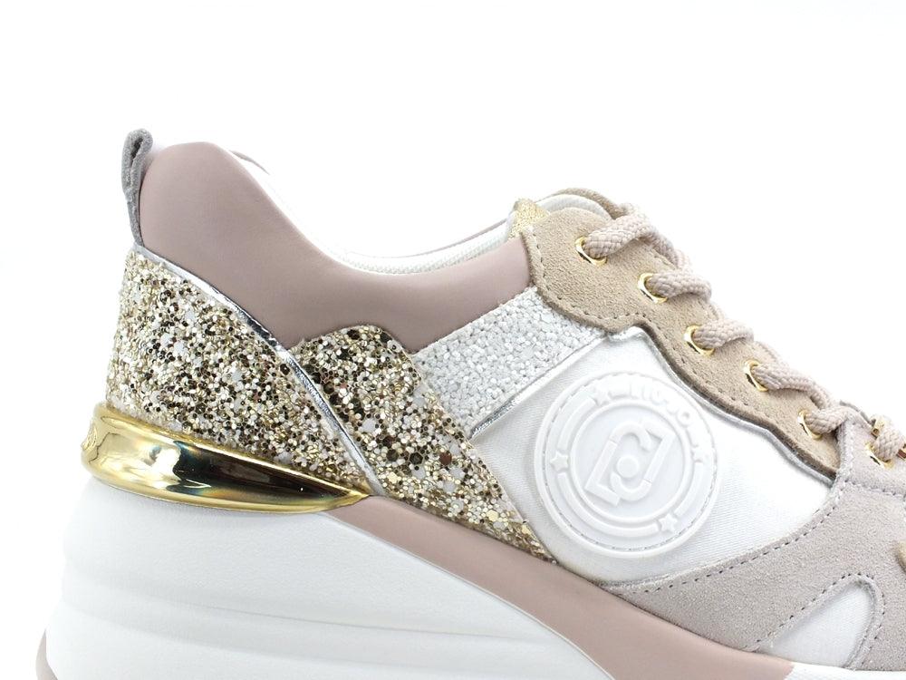 LIU JO Alyssa 01 Sneaker Lurex Light Gold White BA2073PX232 - Sandrini Calzature e Abbigliamento