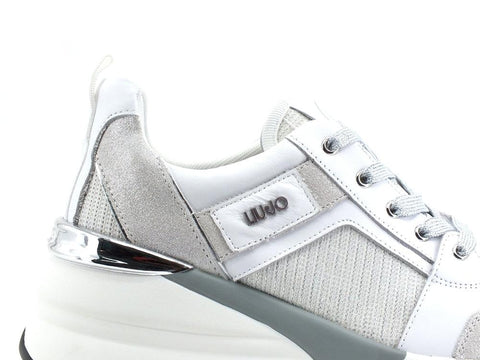 LIU JO Alyssa 01 Sneaker Lurex White Silver BA2071TX004 - Sandrini Calzature e Abbigliamento