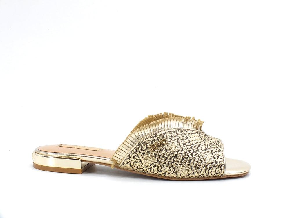 LIU JO Astra 1 Ciabatta Slipper Metallic Woven Light Gold SA1019EX095 - Sandrini Calzature e Abbigliamento