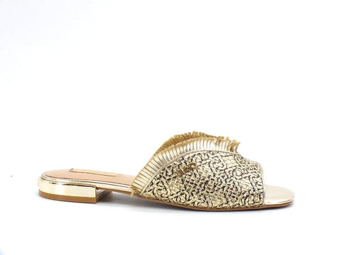 LIU JO Astra 1 Ciabatta Slipper Metallic Woven Light Gold SA1019EX095 - Sandrini Calzature e Abbigliamento