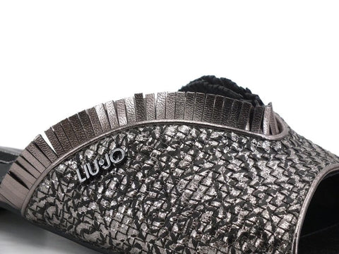 LIU JO Astra 1 Ciabatta Slipper Metallic Woven Pewter SA1019EX095 - Sandrini Calzature e Abbigliamento