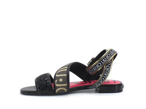LIU JO Astra 12 Sandalo Listini Glitter Logo Black SA1027TX180 - Sandrini Calzature e Abbigliamento