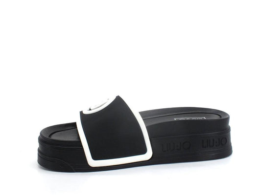 LIU JO Cecy 08 Ciabatta Slipper Platform Black White SA2287EX131 - Sandrini Calzature e Abbigliamento