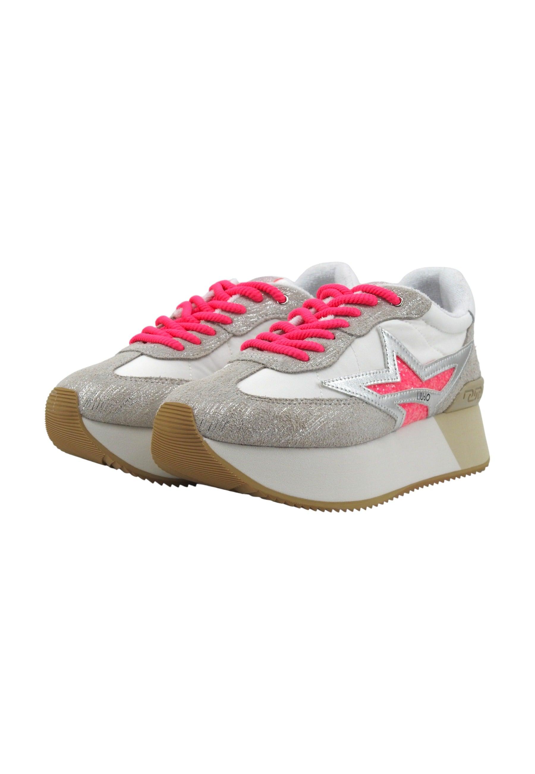 LIU JO Dreamy 03 Sneaker Donna Silver White Fuxia Fluo BA4083PX480 - Sandrini Calzature e Abbigliamento