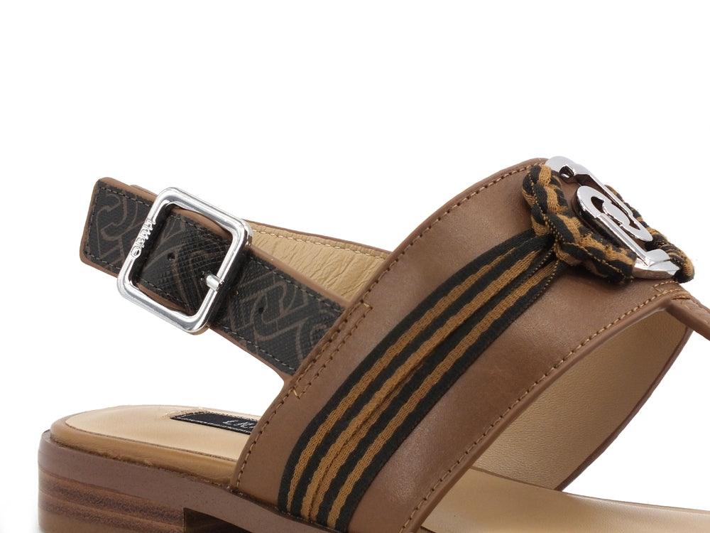 LIU JO Erin 1 Sandalo Infradito Logo Fascia Tan SA1039PX141 - Sandrini Calzature e Abbigliamento