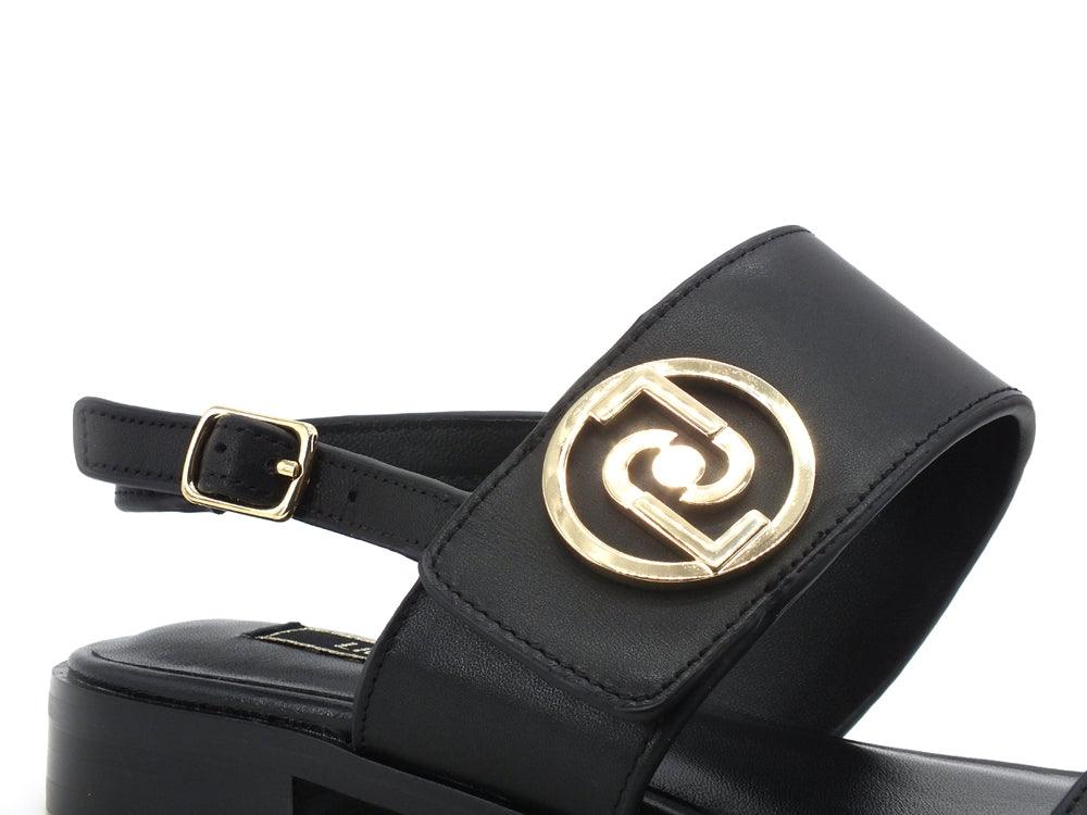 LIU JO Erin 3 Sandalo Fasce Calf Logo Black SA1041P0102 - Sandrini Calzature e Abbigliamento