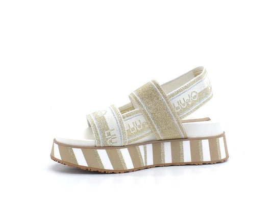LIU JO Frida 11 Sandalo Flat Form Light Gold SA2163TX022 - Sandrini Calzature e Abbigliamento