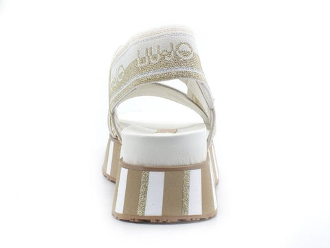 LIU JO Frida 11 Sandalo Flat Form Light Gold SA2163TX022 - Sandrini Calzature e Abbigliamento