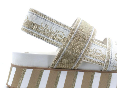 LIU JO Frida 11 Sandalo Flat Form Light Gold SA2163TX022 - Sandrini Calzature e Abbigliamento