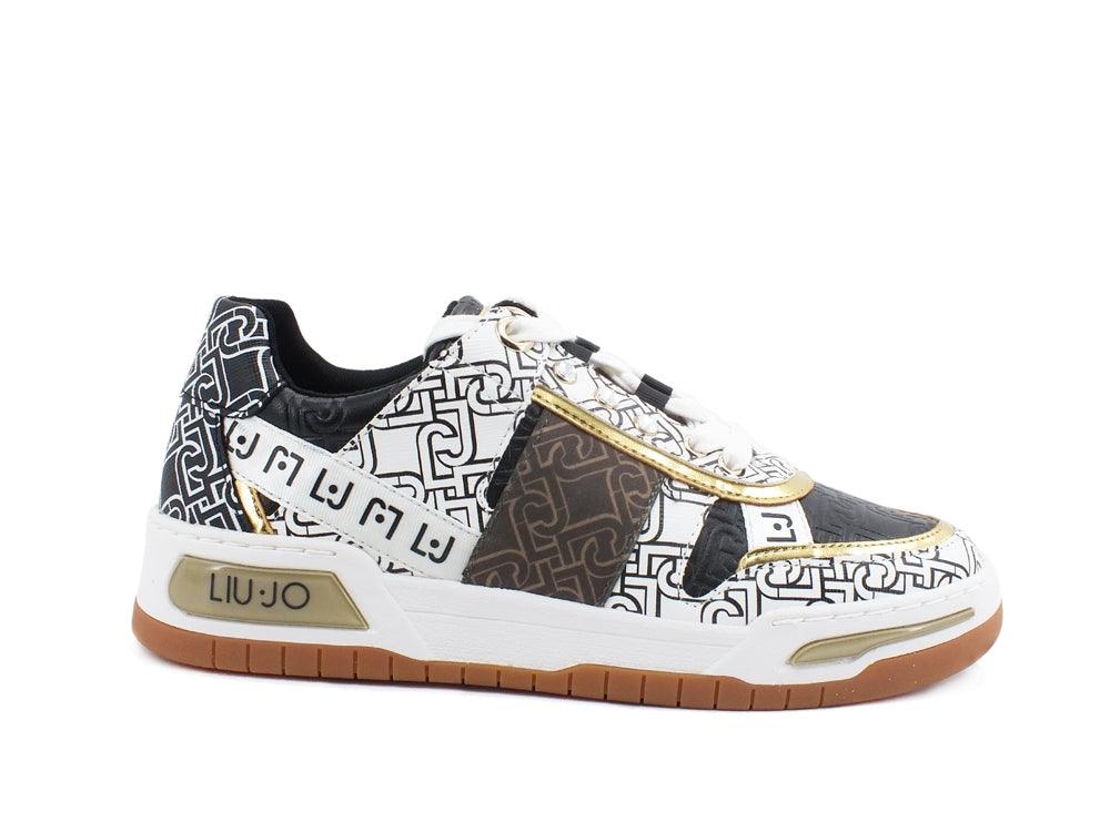 LIU JO Gyn 05 Sneaker Logo Printed White Black BA1043EX057 - Sandrini Calzature e Abbigliamento