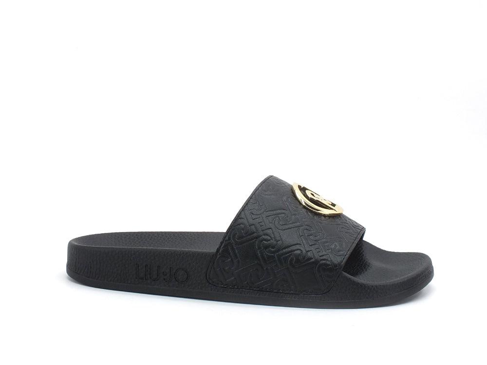 LIU JO Kos 1 Slipper Ciabatta Logo Black BA1089EX098 - Sandrini Calzature e Abbigliamento