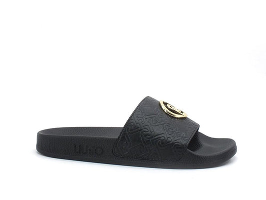 LIU JO Kos 1 Slipper Ciabatta Logo Black BA1089EX098 - Sandrini Calzature e Abbigliamento