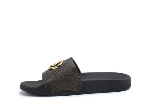 LIU JO Kos 1 Slipper Ciabatta Printed Logo Brown BA1089EX057 - Sandrini Calzature e Abbigliamento