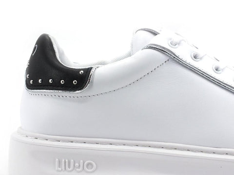 LIU JO Kylie 07 Sneaker Calf Retro White Black BA2069P0102 - Sandrini Calzature e Abbigliamento