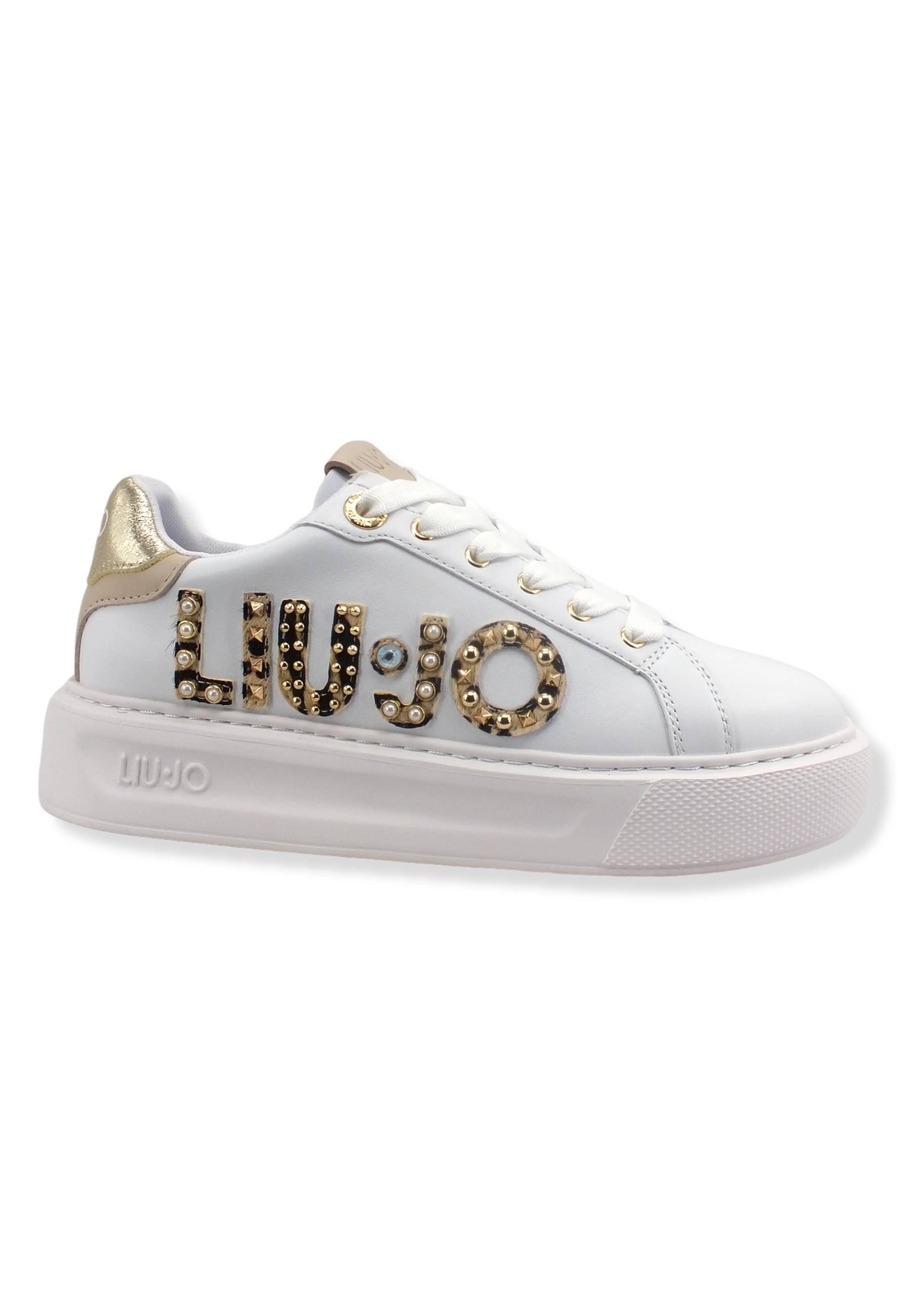 LIU JO Kylie 10 Sneaker Donna White Light Gold BF2123PX100 - Sandrini Calzature e Abbigliamento