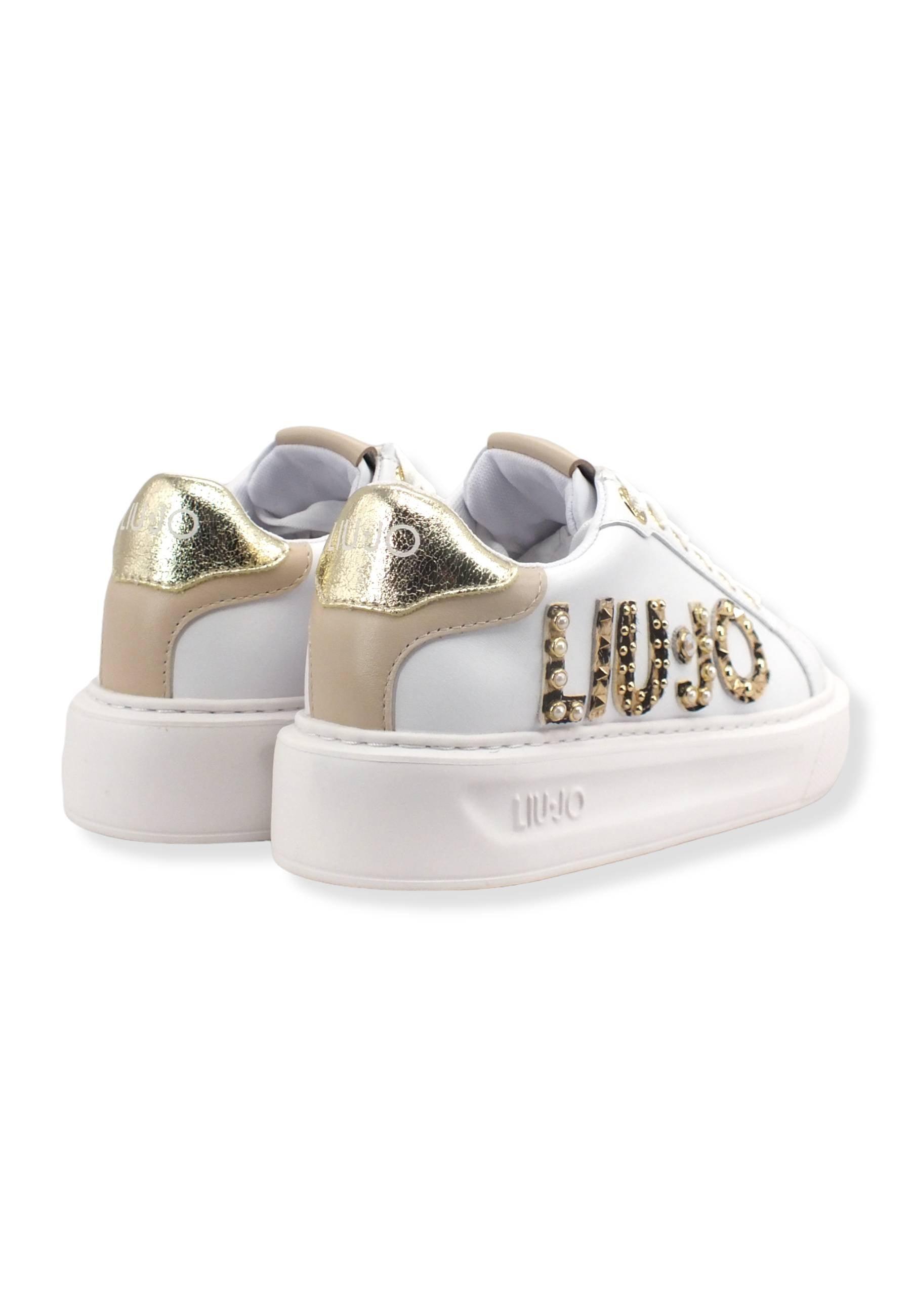 LIU JO Kylie 10 Sneaker Donna White Light Gold BF2123PX100 - Sandrini Calzature e Abbigliamento