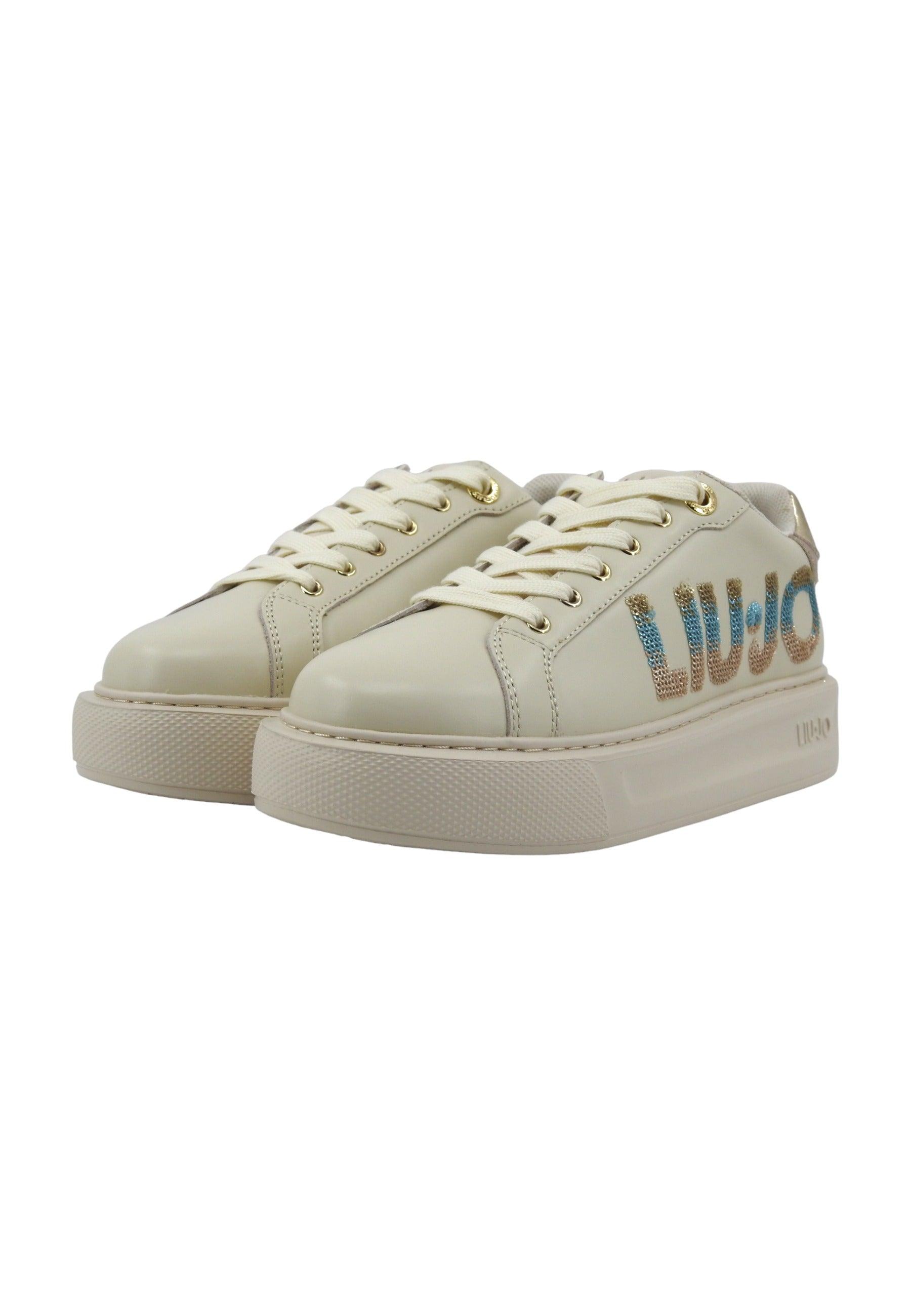 LIU JO Kylie 22 Sneaker Donna Ivory Gold BA4071PX479 - Sandrini Calzature e Abbigliamento