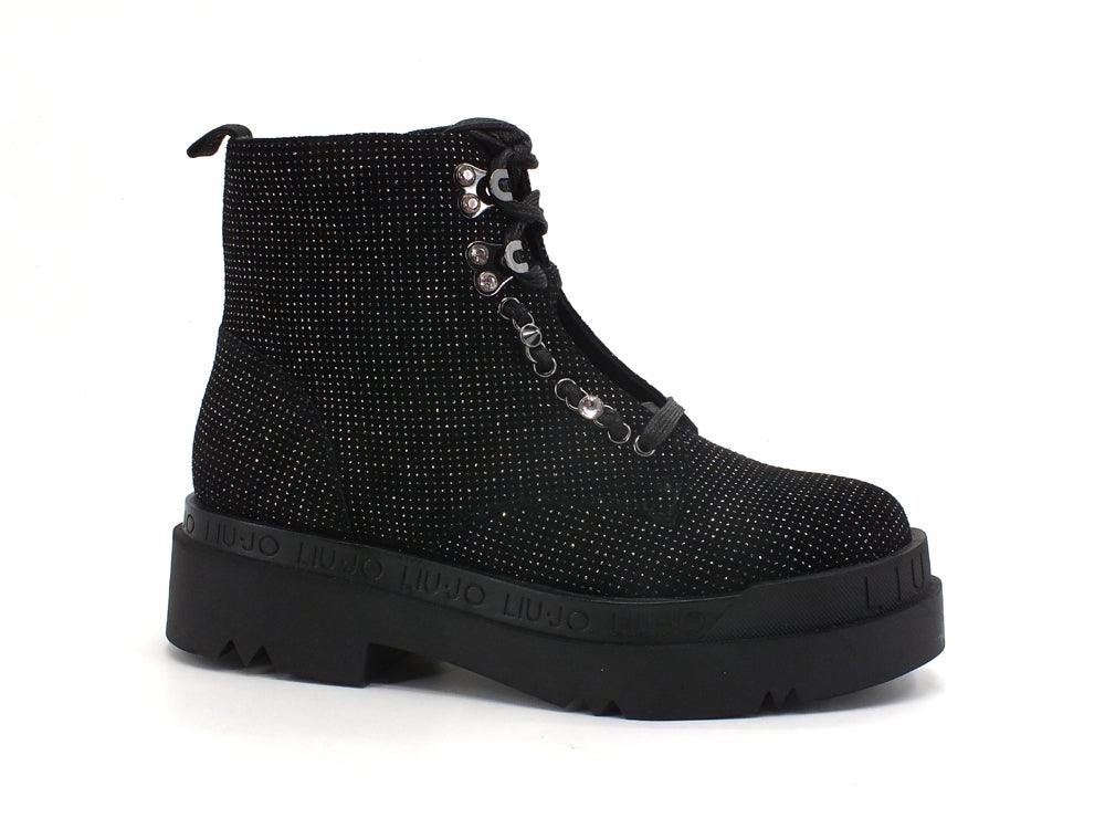 LIU JO Love 14 Stivaletto Bootie Strass Black Silver SF1061PX196 - Sandrini Calzature e Abbigliamento