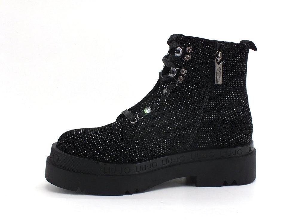 LIU JO Love 14 Stivaletto Bootie Strass Black Silver SF1061PX196 - Sandrini Calzature e Abbigliamento