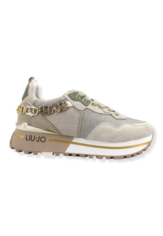 LIU JO Maxi Wonder 01 Glitter Sneaker Donna Rosa Light Gold BF2095PX239 - Sandrini Calzature e Abbigliamento