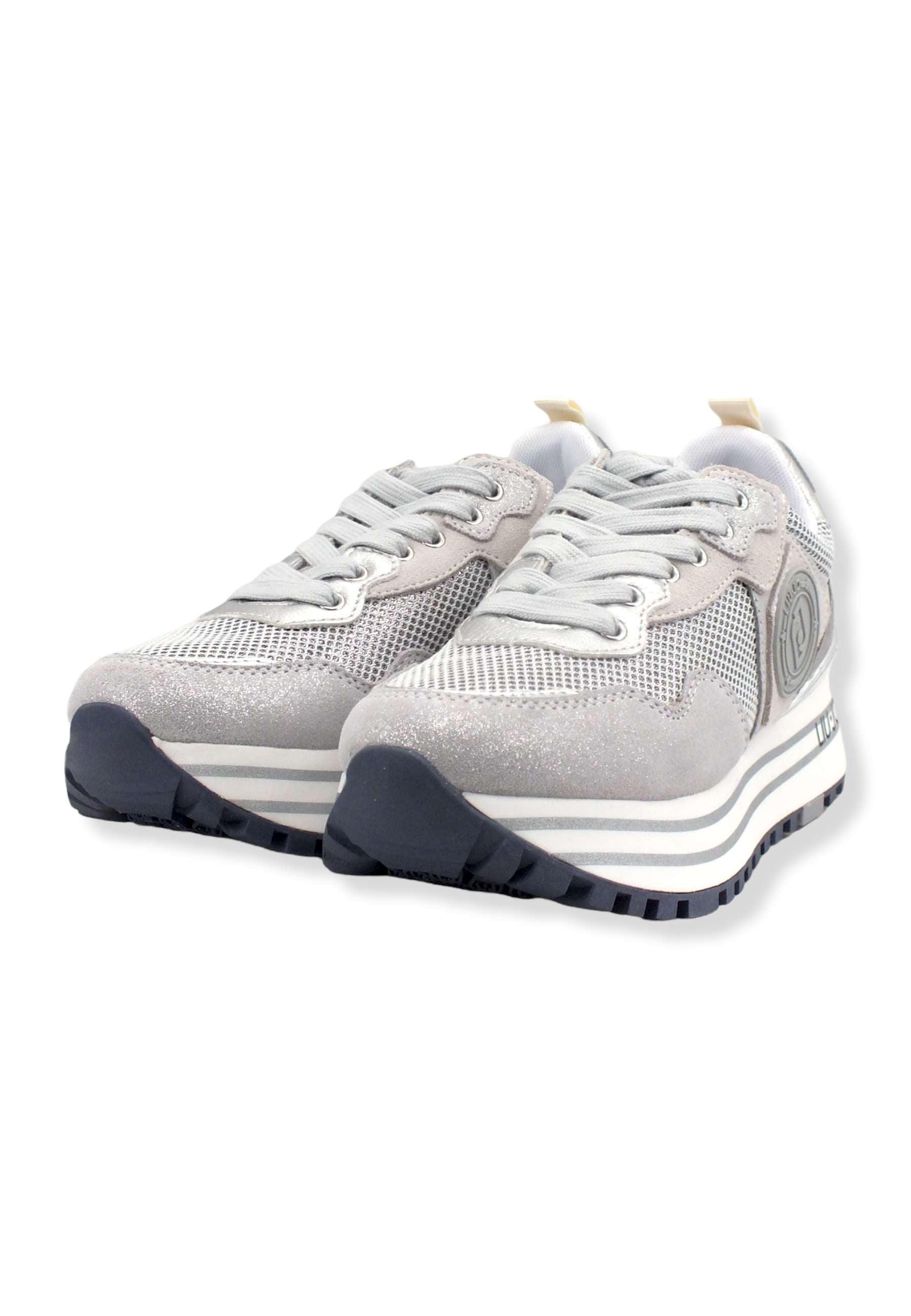 LIU JO Maxi Wonder 01 Glitter Sneaker Donna Silver BF2095PX253 - Sandrini Calzature e Abbigliamento