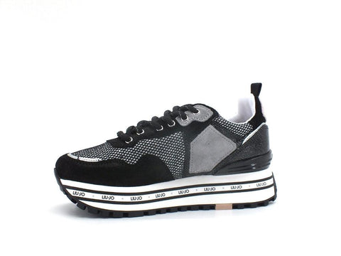 LIU JO Maxi Wonder 1 Sneaker Cow Glitter Black BA2051PX226 - Sandrini Calzature e Abbigliamento