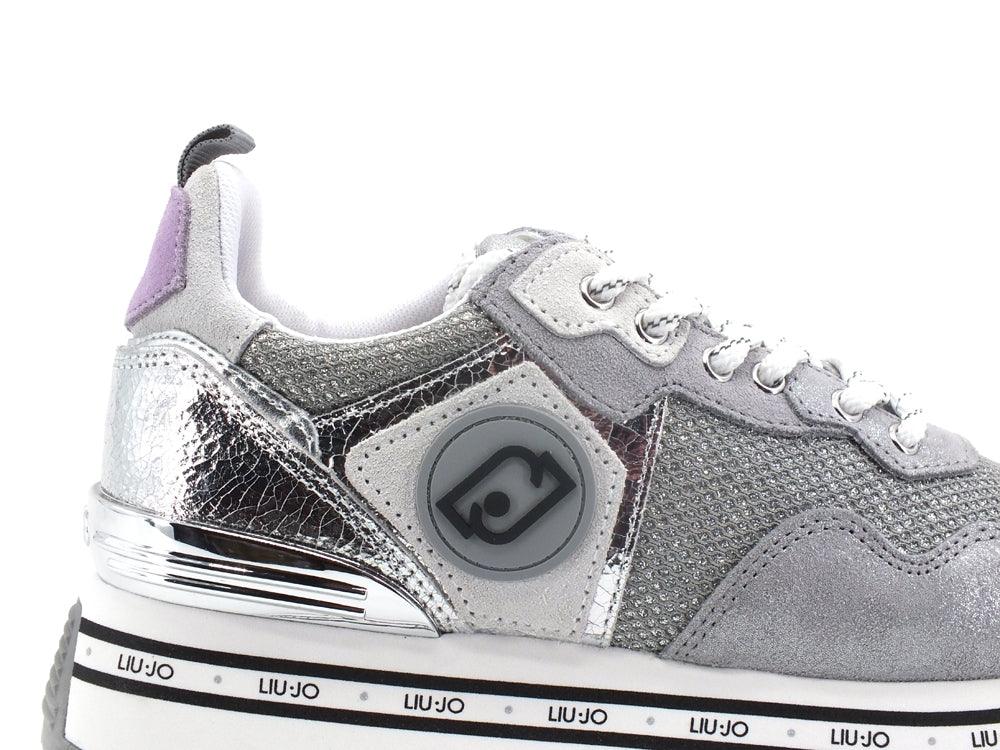 LIU JO Maxi Wonder 1 Sneaker Cow Suede Glitter Silver BA2051PX226 - Sandrini Calzature e Abbigliamento