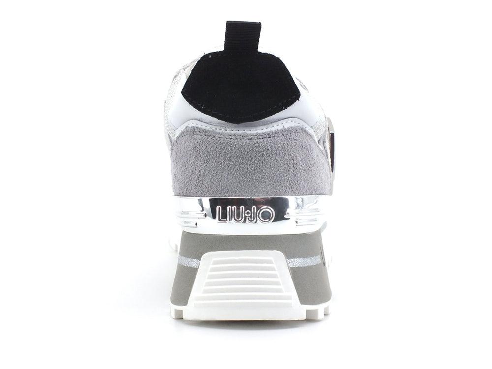 LIU JO Maxi Wonder 1 Sneaker Suede Lurex White Silver BA2051PX037 - Sandrini Calzature e Abbigliamento