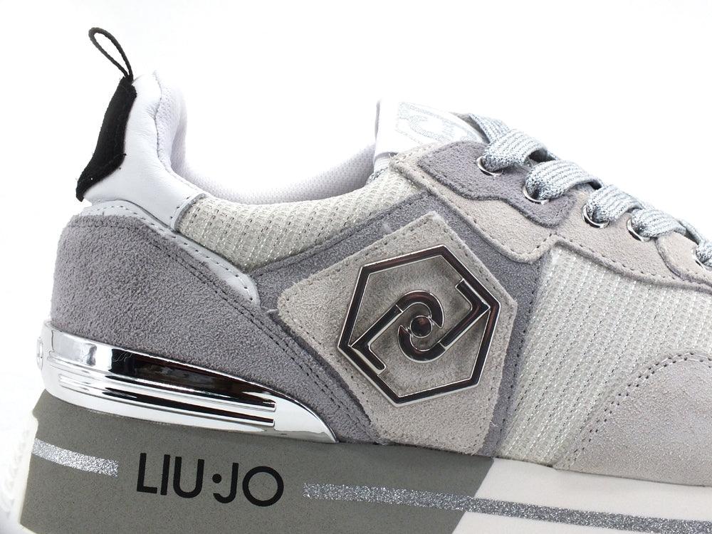 LIU JO Maxi Wonder 1 Sneaker Suede Lurex White Silver BA2051PX037 - Sandrini Calzature e Abbigliamento
