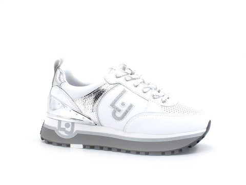 LIU JO Maxi Wonder 20 Sneaker Calf Loghi White Silver BA2055PX100 - Sandrini Calzature e Abbigliamento