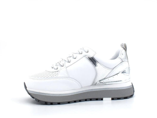 LIU JO Maxi Wonder 20 Sneaker Calf Loghi White Silver BA2055PX100 - Sandrini Calzature e Abbigliamento