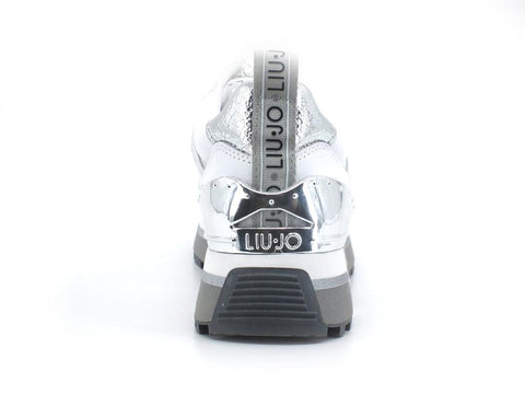 LIU JO Maxi Wonder 20 Sneaker Calf Loghi White Silver BA2055PX100 - Sandrini Calzature e Abbigliamento