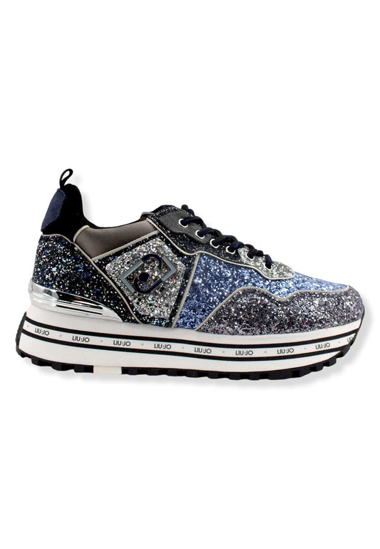LIU JO Maxi Wonder 24 Glitter Sneaker Donna Blue BF2103TX007 - Sandrini Calzature e Abbigliamento