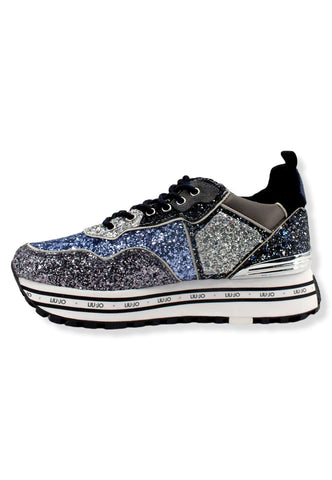 LIU JO Maxi Wonder 24 Glitter Sneaker Donna Blue BF2103TX007 - Sandrini Calzature e Abbigliamento