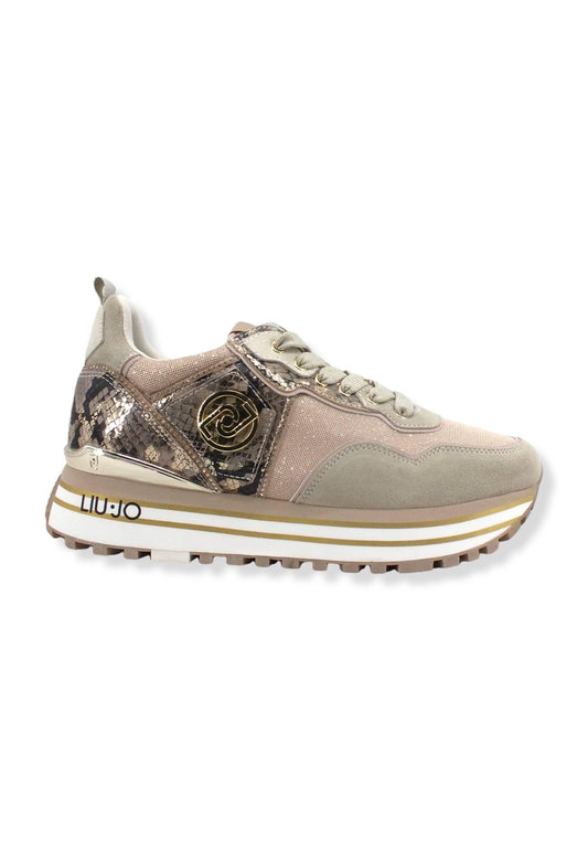 LIU JO Maxi Wonder 24 Mesh Python Sneaker Donna Light Gold BF2103PX300 - Sandrini Calzature e Abbigliamento