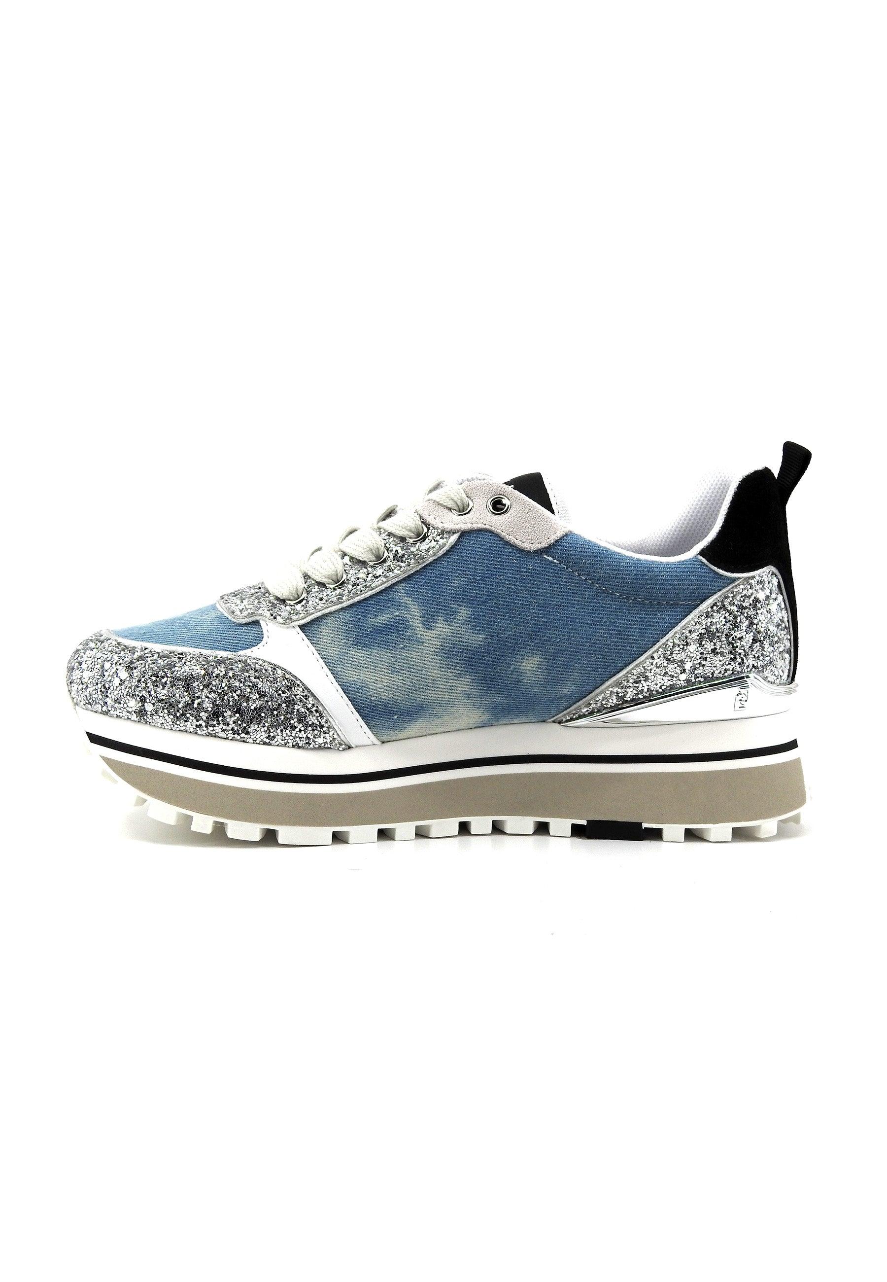 LIU JO Maxi Wonder 71 Sneaker Donna Denim Silver BA4055TX393 - Sandrini Calzature e Abbigliamento