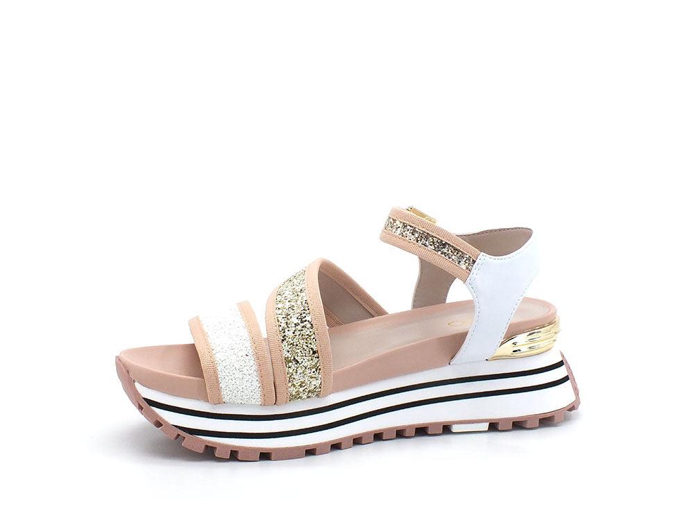 LIU JO Maxi Wonder Sandal 15 Sandalo Glitter White Pink BA2147TX053 - Sandrini Calzature e Abbigliamento