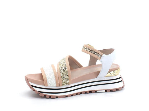 LIU JO Maxi Wonder Sandal 15 Sandalo Glitter White Pink BA2147TX053 - Sandrini Calzature e Abbigliamento