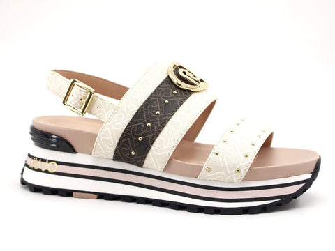 LIU JO Maxi Wonder Sandal 8 Fasce Logo White Milk BA1075EX057 - Sandrini Calzature e Abbigliamento