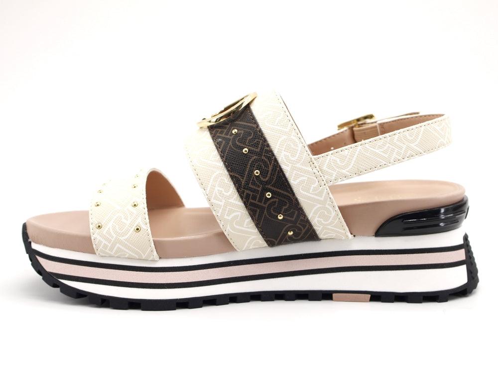 LIU JO Maxi Wonder Sandal 8 Fasce Logo White Milk BA1075EX057 - Sandrini Calzature e Abbigliamento