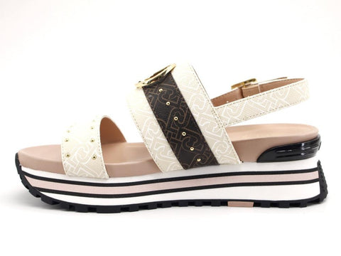 LIU JO Maxi Wonder Sandal 8 Fasce Logo White Milk BA1075EX057 - Sandrini Calzature e Abbigliamento