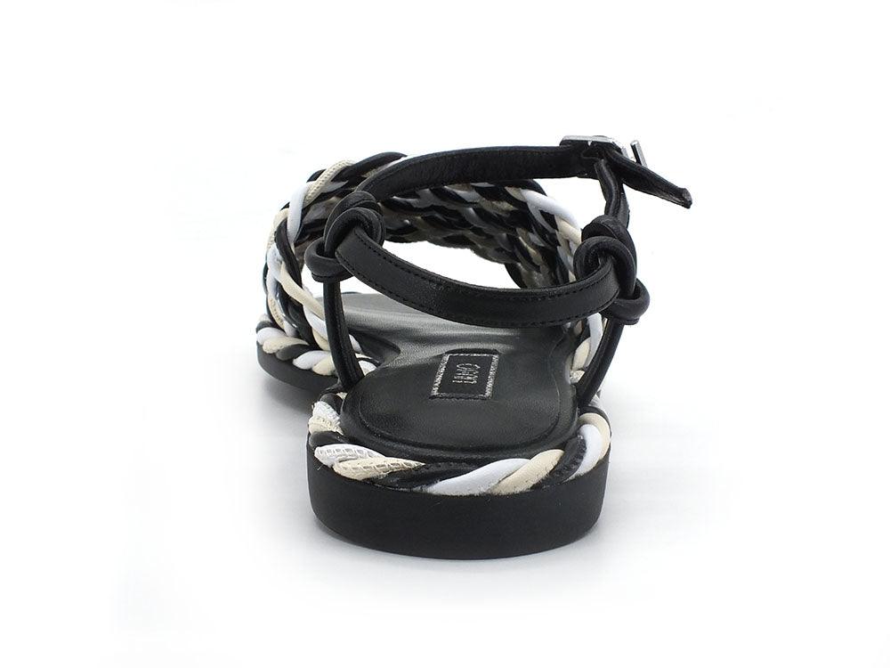 LIU JO Pepita 06 Sandalo Spreading Bicolor Black White SA2143EX014 - Sandrini Calzature e Abbigliamento