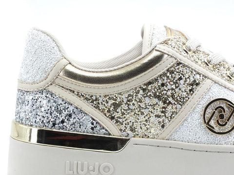 LIU JO Silvia 53 Sneaker Glitter Multi White Gold Silver BA2009TX007 - Sandrini Calzature e Abbigliamento