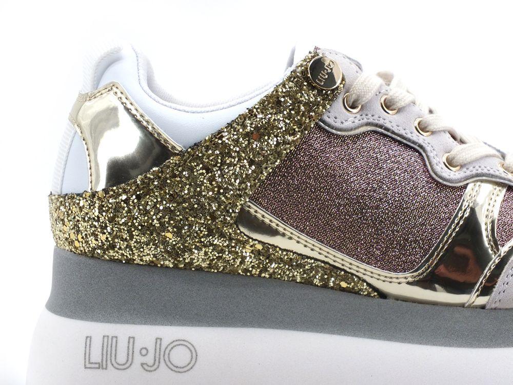 LIU JO Super Maxi Wonder 2 Sneaker Glitter Platform Rose Gold BF1041TX202 - Sandrini Calzature e Abbigliamento