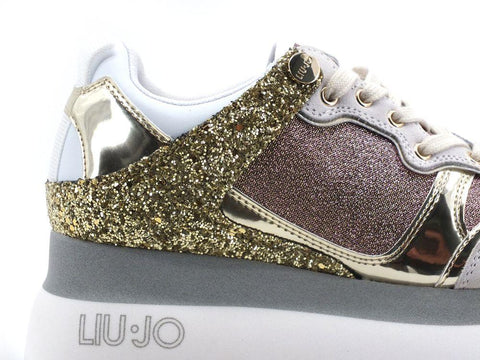 LIU JO Super Maxi Wonder 2 Sneaker Glitter Platform Rose Gold BF1041TX202 - Sandrini Calzature e Abbigliamento