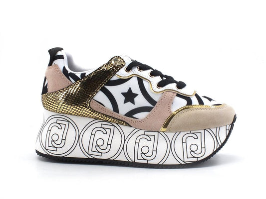 LIU JO Super Maxi Wonder 2 Sneaker Glitter Platform White Black BF1041TX201 - Sandrini Calzature e Abbigliamento