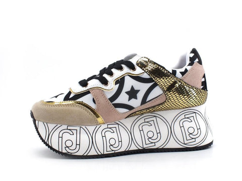 LIU JO Super Maxi Wonder 2 Sneaker Glitter Platform White Black BF1041TX201 - Sandrini Calzature e Abbigliamento