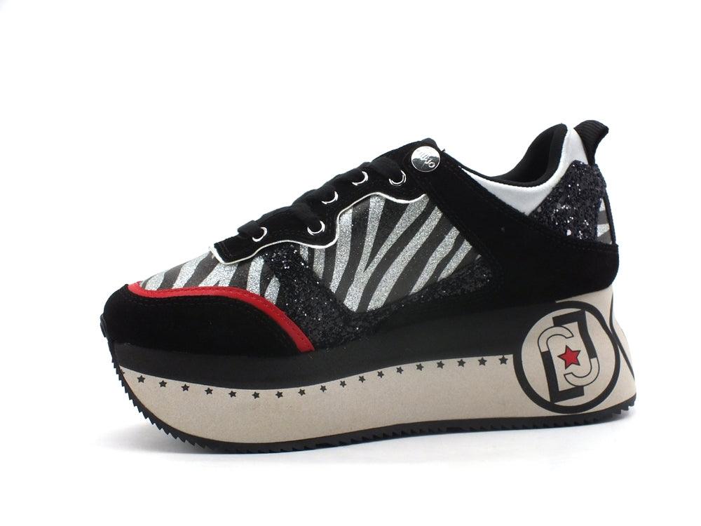 LIU JO Super Maxi Wonder 2 Sneaker Glitter Platform Zebra Silver BF1041TX198 - Sandrini Calzature e Abbigliamento